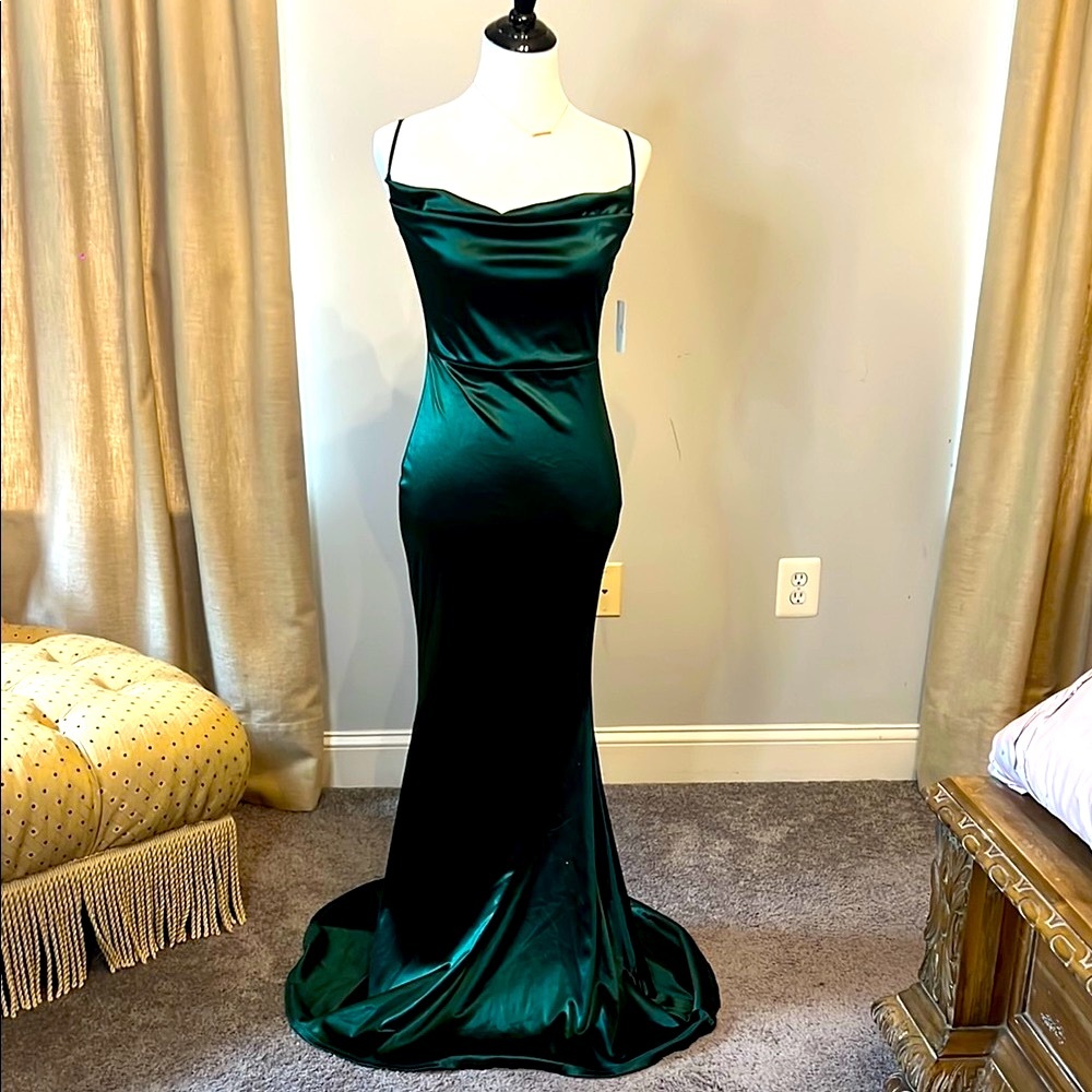 Elegant Green Satin Gown